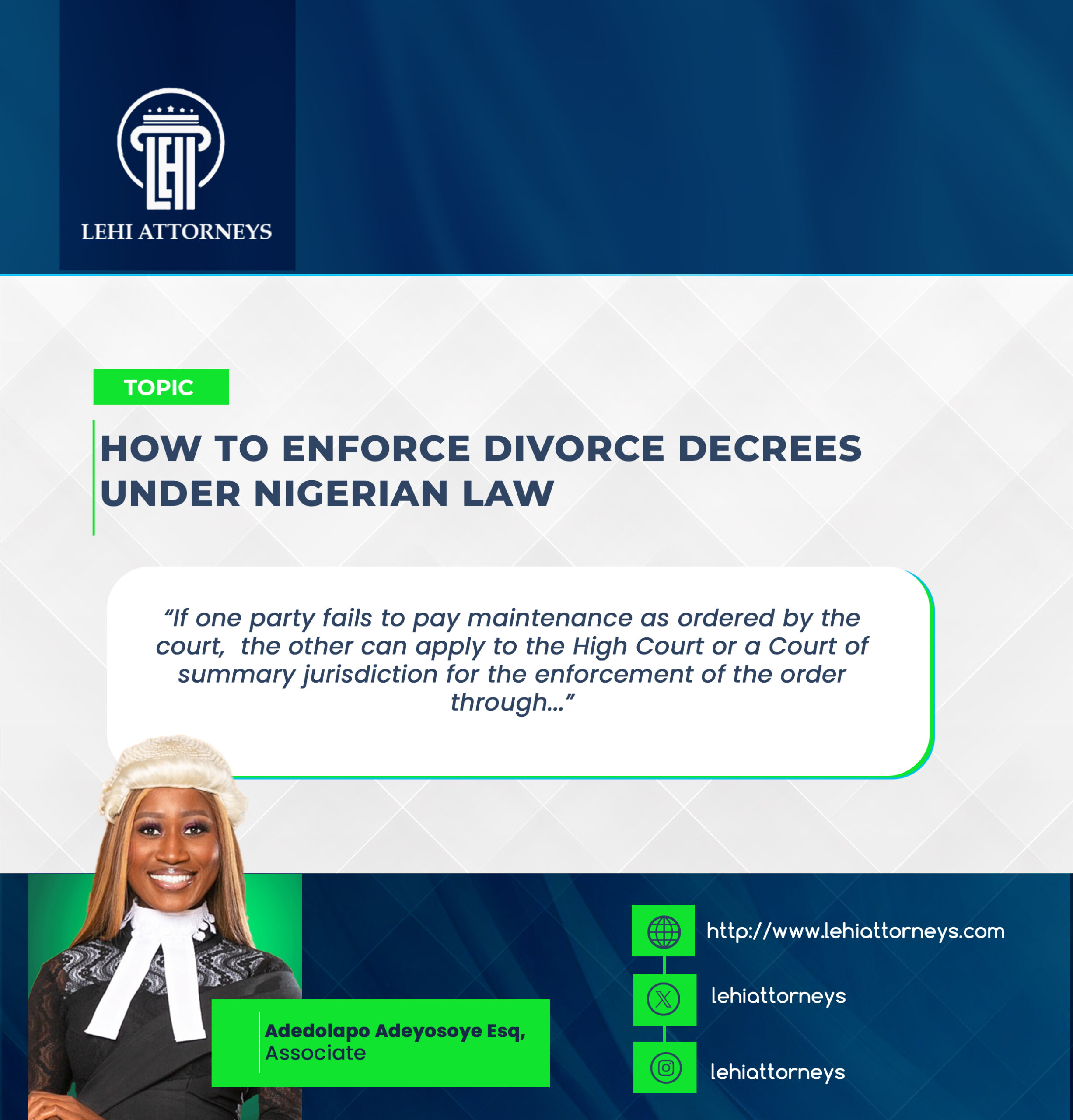 HOW TO ENFORCE DIVORCE DECREES UNDER NIGERIAN LAW